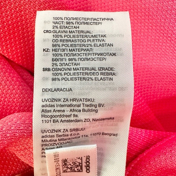 Adidas Originals Crewneck Piqué Sweatshirt Coral with Striped Cuffs - Picture 7 of 9